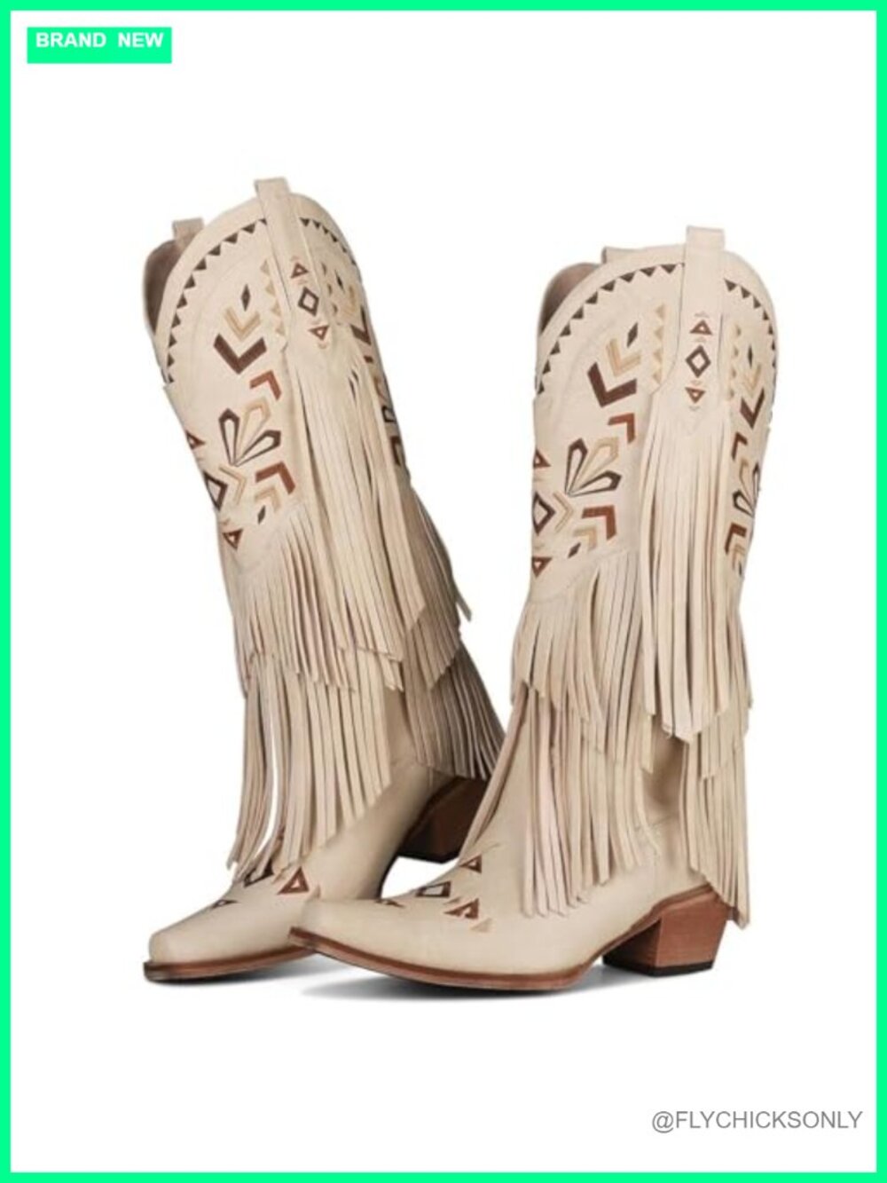 SaraIris Women's Cowgirl Fringe Knee High Boots Pull On Pointed Toe